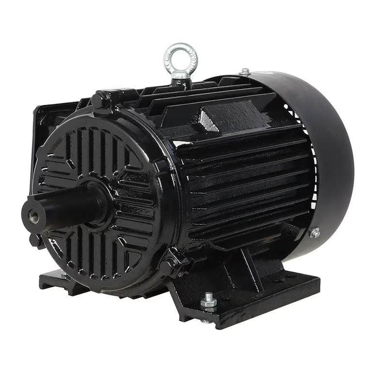 Black industrial motor on a white background