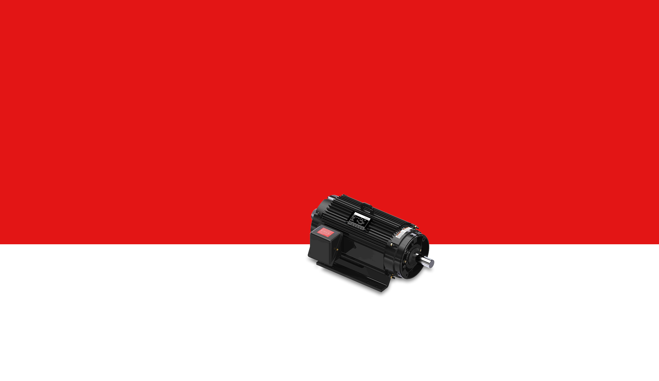 Black electric motor on a red and white background